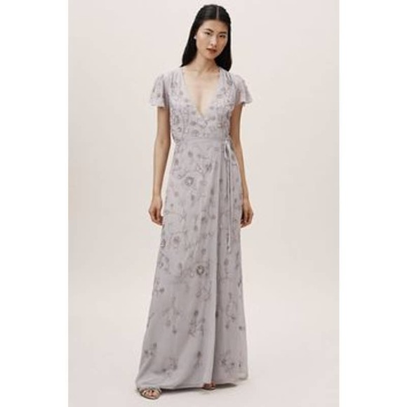 BHLDN Dresses & Skirts - BHLDN Plymouth Wrap Dress Lavender Gray NEW